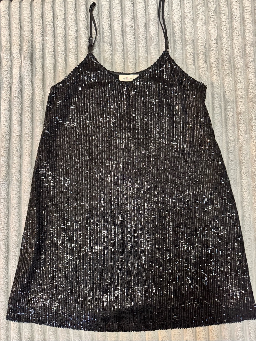 Millibon Black Sequin Slip Dress